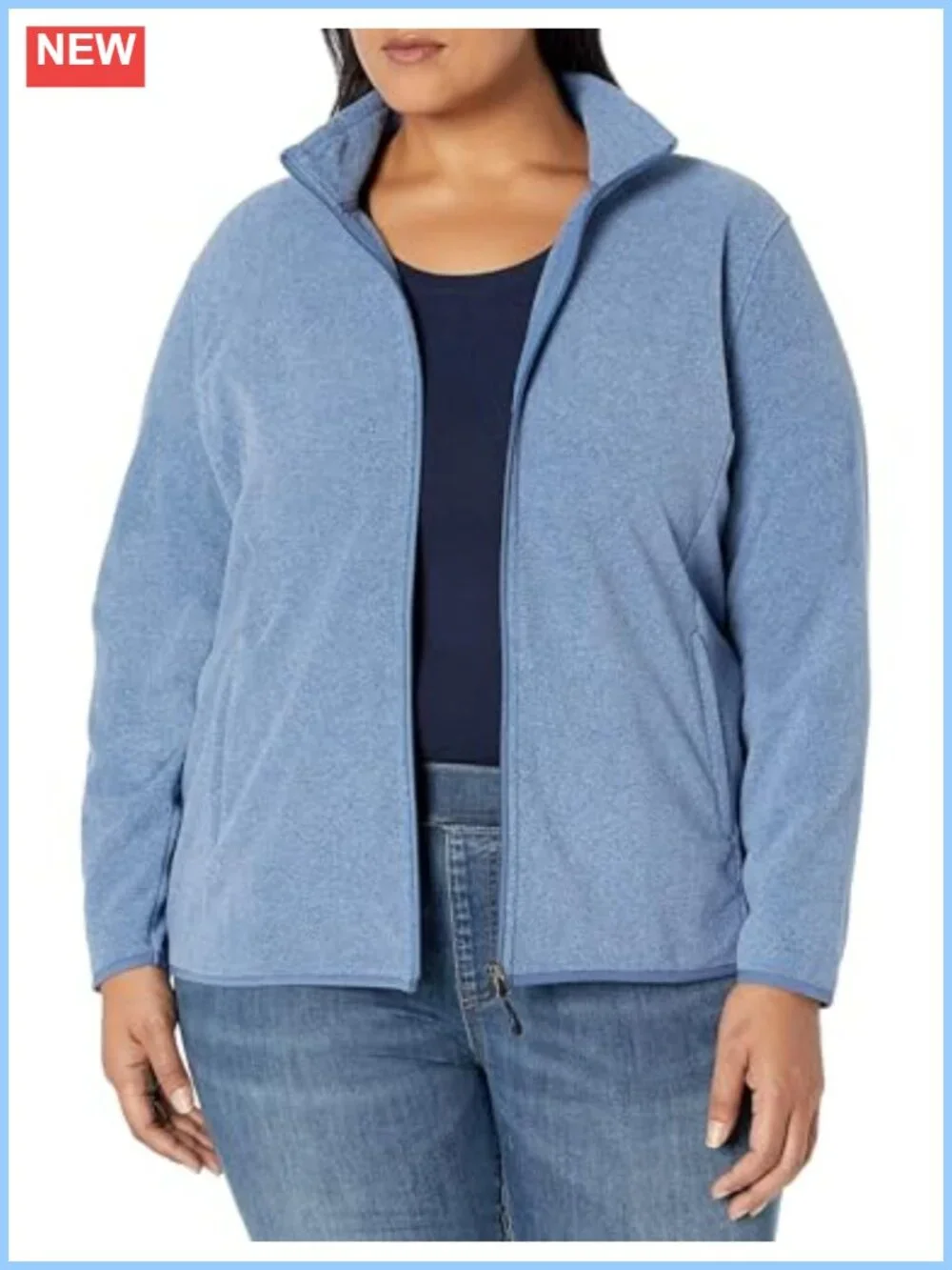 Classic-Fit Full-Zip Polar Soft Fleece Jacket Outerwear Coat with Cuffs